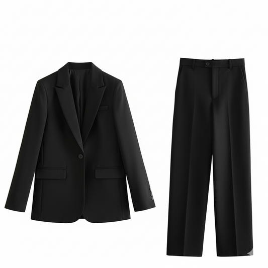 Elegant High Waist Blazer and Trousers Set