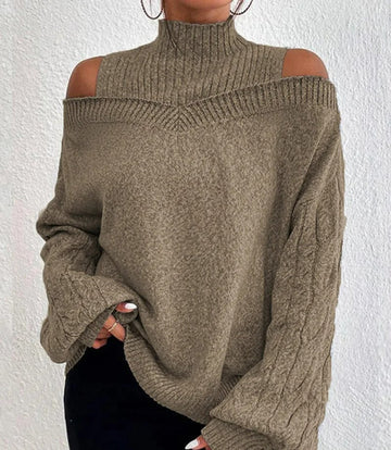 Elegant off-shoulder knitted sweater for women