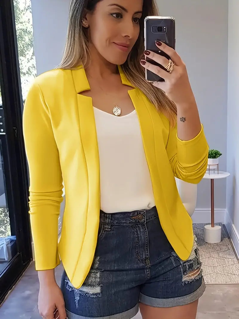 Women's elegant long-sleeved blazer for spring with open front