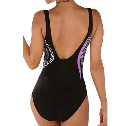 Women’s One-Piece Swimsuit – Graphic Print – Structured Bust – High-Cut Leg – Supportive Fit