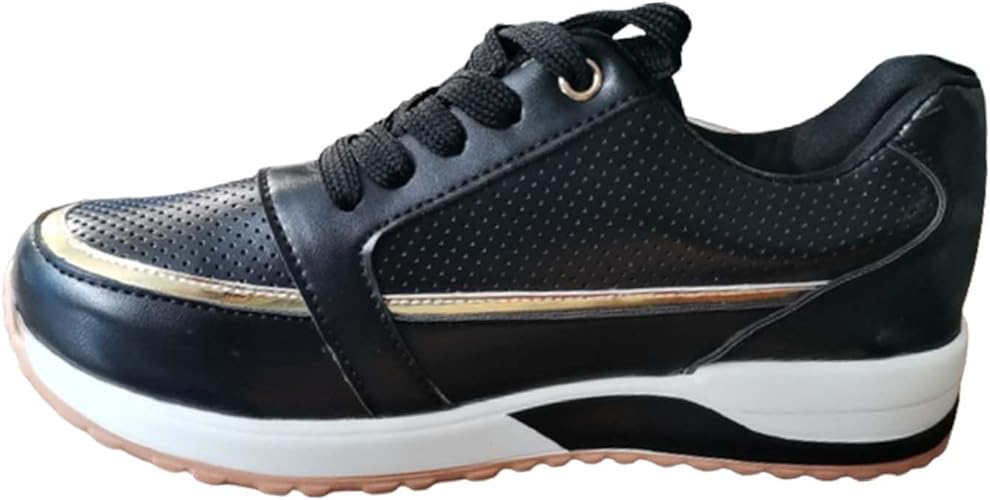 Women's color block flat platform lace-up casual walking shoes