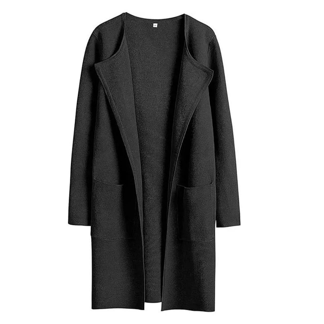 Ladies elegant long cardigan with front pockets