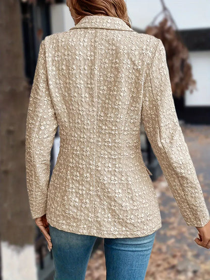 Women's solid lapel blazer jacket with pockets