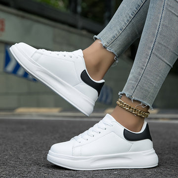 Clean White Leather Sneakers, Breathable Premium Material, Stylish Casual Design