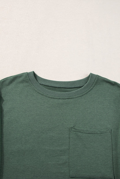 Women's Oversized Top - Loose Fit - Round Neck - Elbow Sleeve Casual Wear