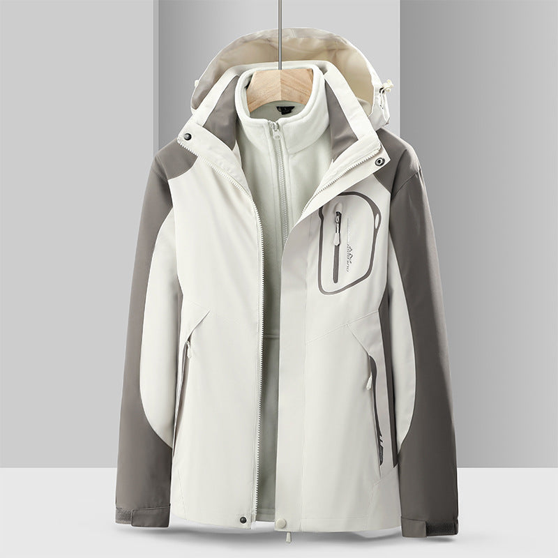 Women's waterproof windproof jacket with detachable fleece liner