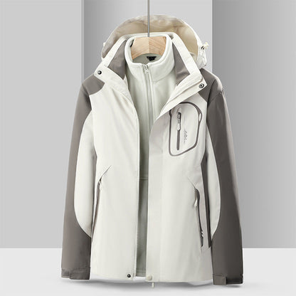 Women's waterproof windproof jacket with detachable fleece liner