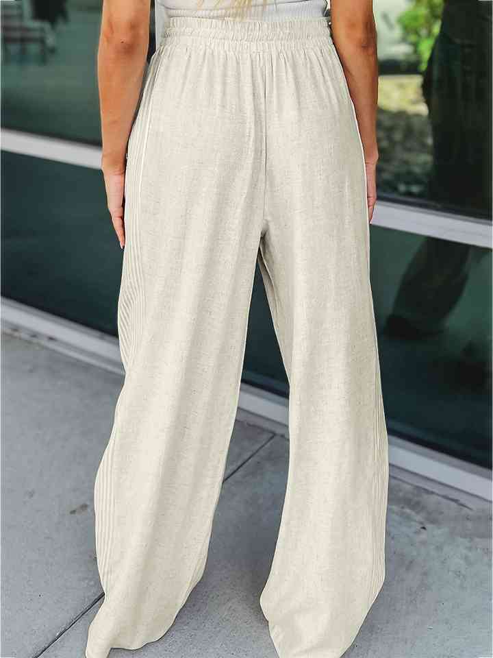 Layla - hemp drawstring wide leg pants