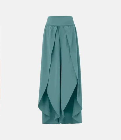 Women's high waist asymmetrical hem trousers