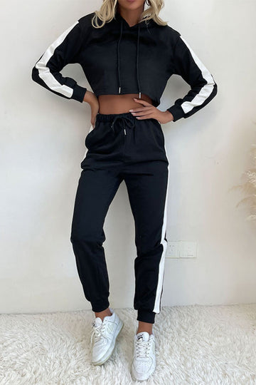 Imara - side stripe cropped hoodie and jogger set