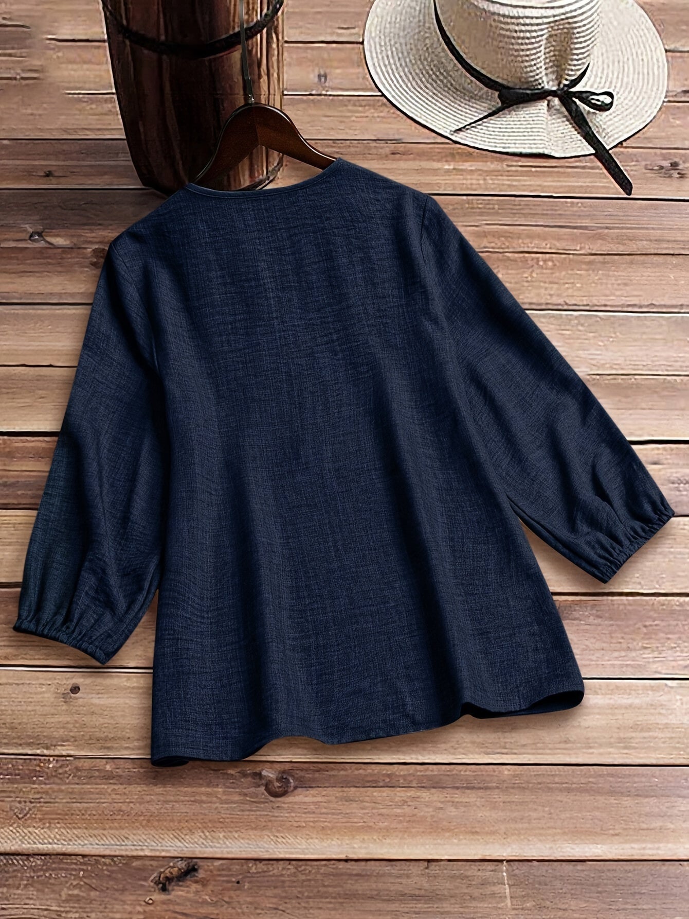 Women's Blouse - Zipper Front - Three-Quarter Sleeve - Stylish & Versatile