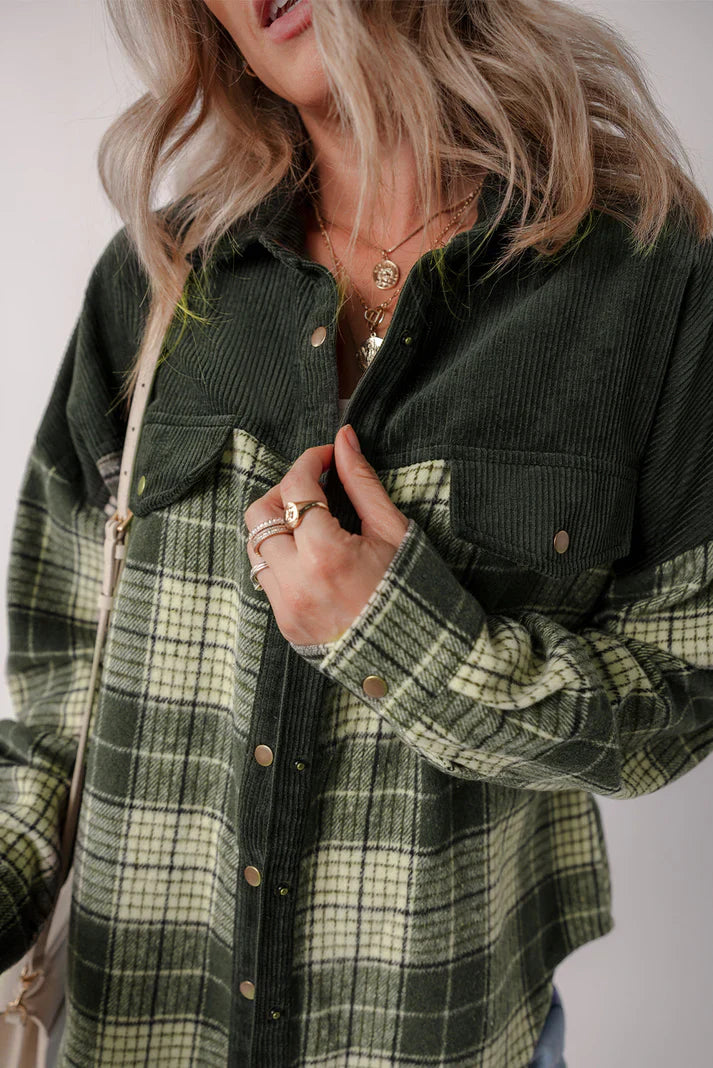 Color Block Snap Button Jacket