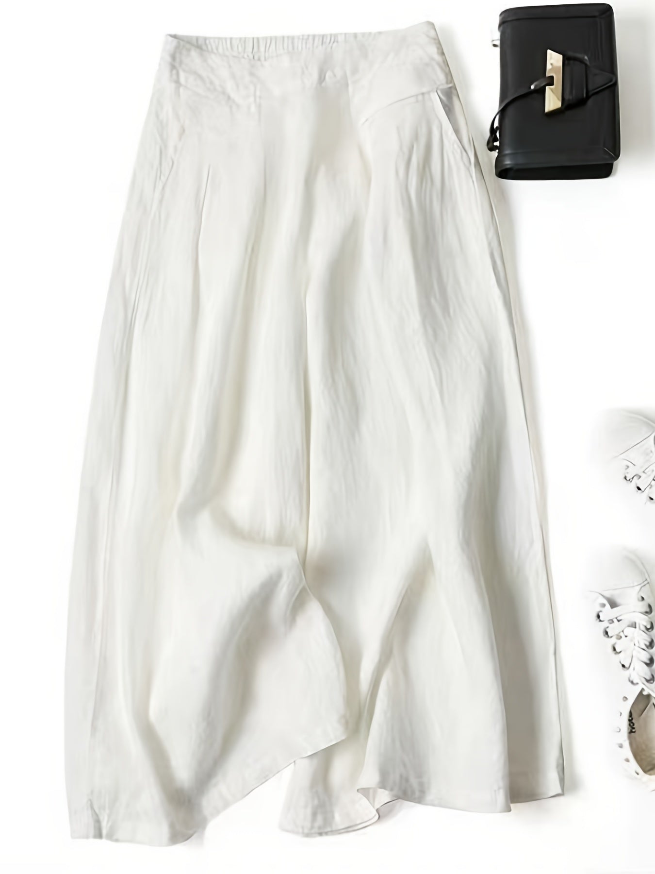 High-Waisted Cotton Wide-Leg Skirt Pants