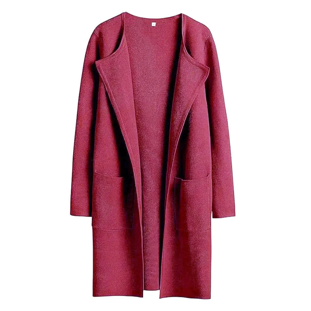 Ladies elegant long cardigan with front pockets