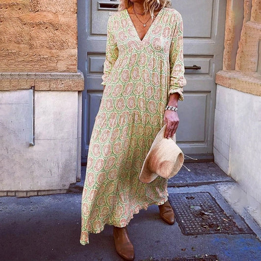 Breezy Geometric Print Relaxed Maxi Dress