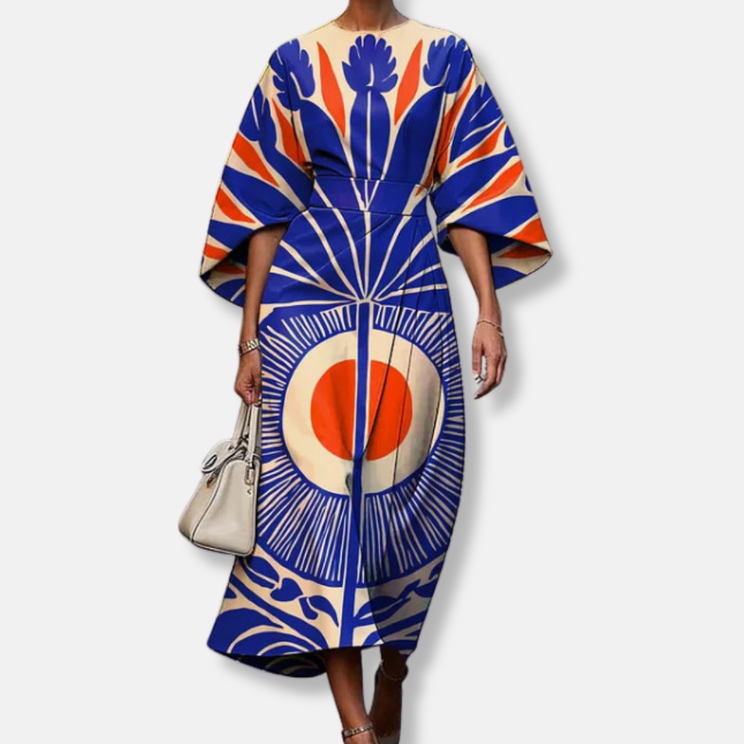 Luxury Fabric A-Line Floral Midi Dress