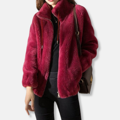 Sienna Relaxed Fit Jacket | Stand Collar Zipper Front Jacket