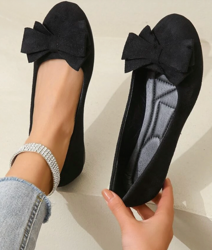 Women's Ballet Flats - Rounded Toe - Soft-Brushed Finish - Cushioned Insole Comfort