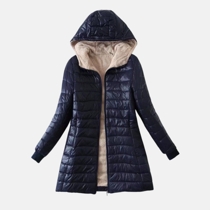 Women’s Puffer Coat – Quilted Insulated – Plush Lined – Hooded Mid-Length Fit