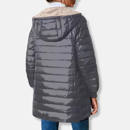 Amelia Hooded Quilted Puffer Jacket | Reversible Relaxed Fit Jacket