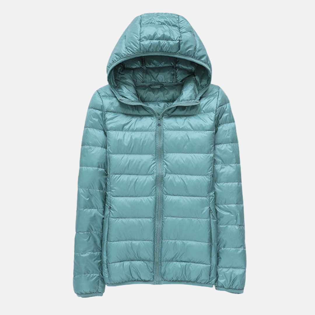 Isabella Quilted Hooded Down Jacket | Regular Fit Hip-Length Down Jacket