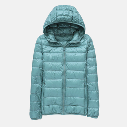 Isabella Quilted Hooded Down Jacket | Regular Fit Hip-Length Down Jacket