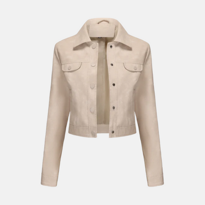 Women’s Jacket - Faux Suede - Cropped Length - Snap-Button Front