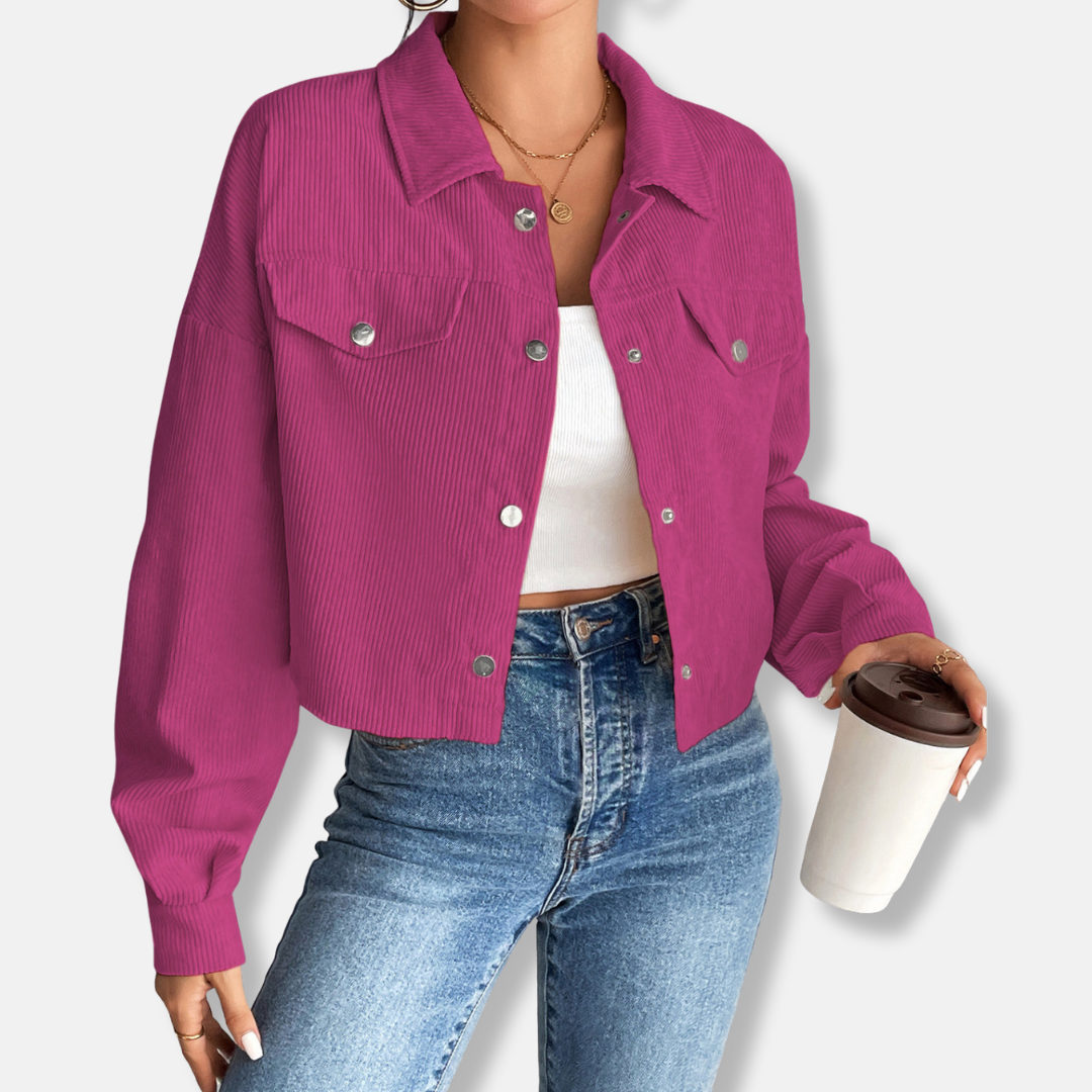 Amelia Cropped Jacket | Collared Button Front Jacket