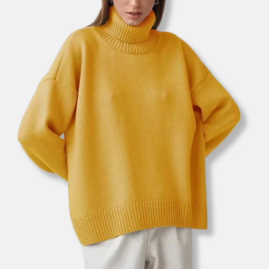 Ribbed Turtleneck Loose Fit Sweater