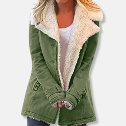 Rosie Suede Shearling Lined Jacket | Relaxed Fit Mid-Length Jacket