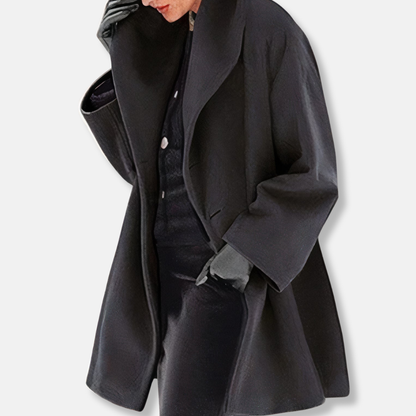 Isla Oversized Coat | Hooded Shawl Collar Midi Winter Coat