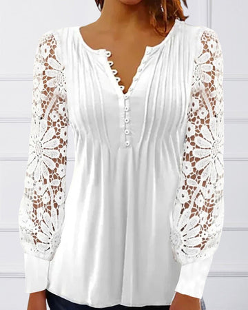 Women's lace top with long sleeves