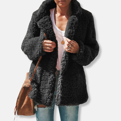 Isla Fleece Teddy Coat | Oversized Lapel Collar Coat