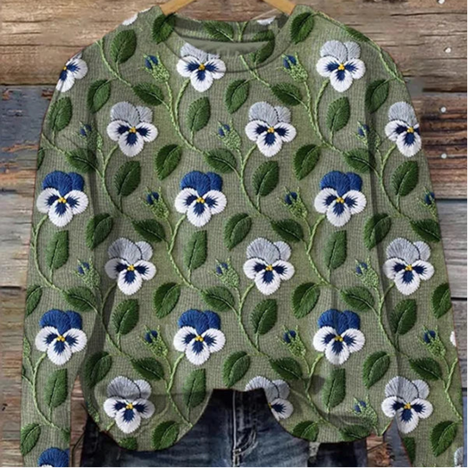 Floral Pattern Warm Sweater
