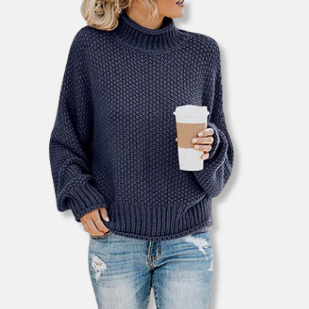 Women’s Sweatshirt – Oversized Fit – Wool Blend Knit – Drop Shoulder – Ribbed Trim