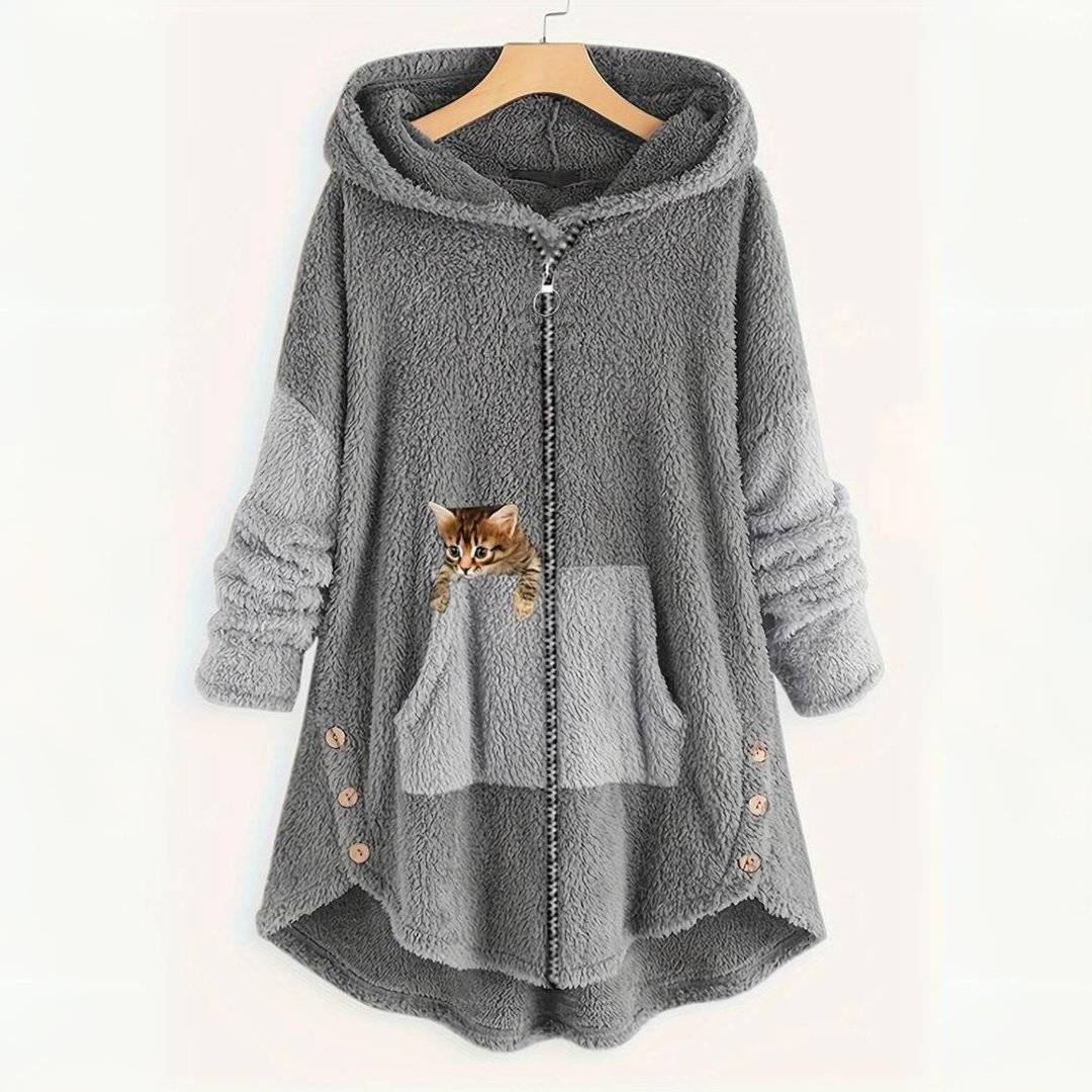 Women's fluffy cat hoodie