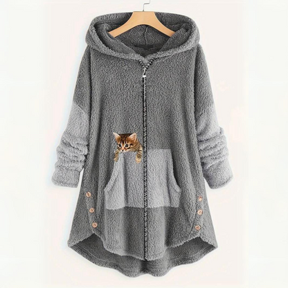 Women's fluffy cat hoodie
