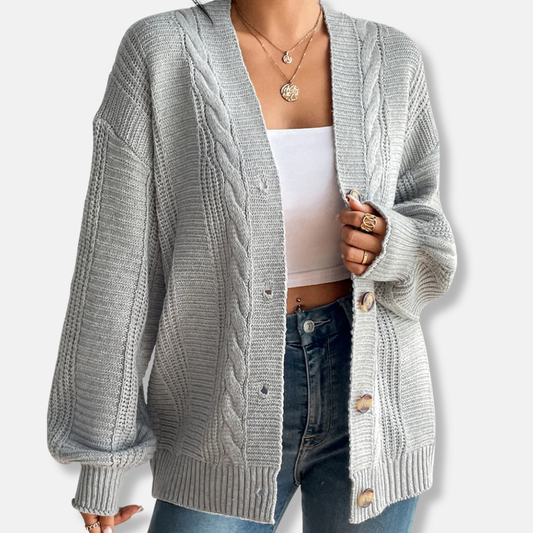 Cable Knit Oversized Wool Cardigan Jacket 