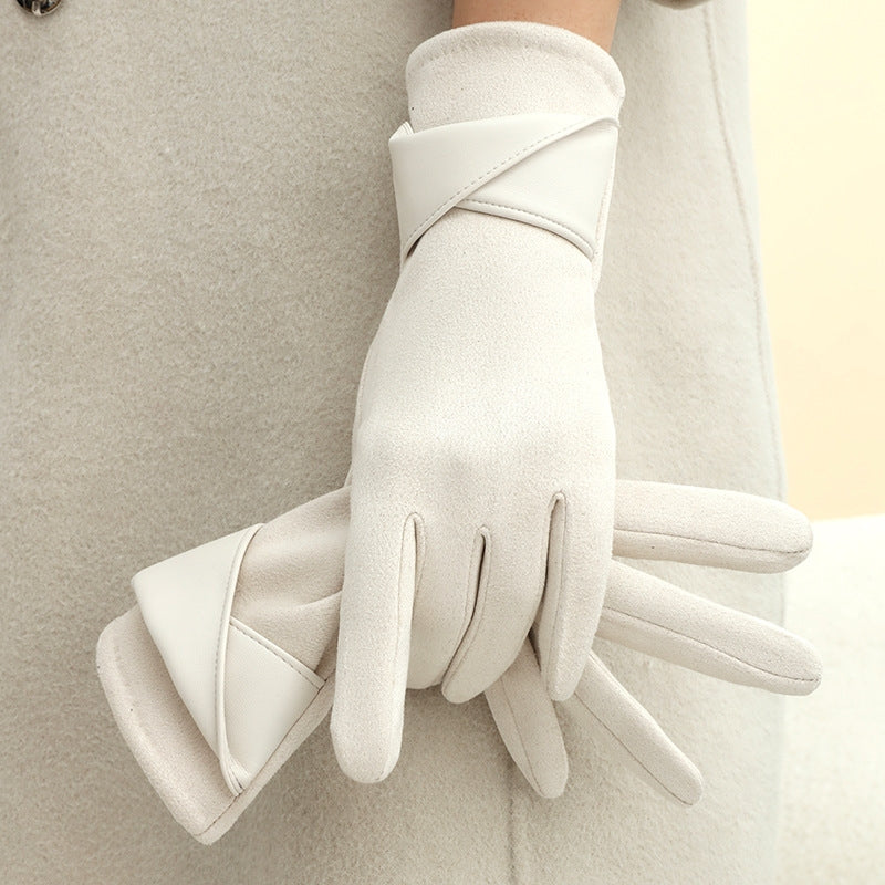 Isla Wrapped Strap Form-Fitting Gloves | Solid Wrist-Length Gloves