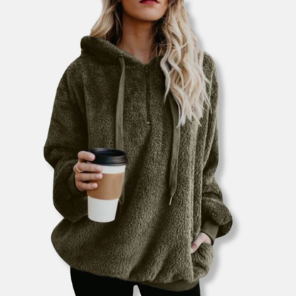 Women’s Hooded Sweatshirt - Plush Knit Fleece - Loose Fit - Kangaroo Pocket