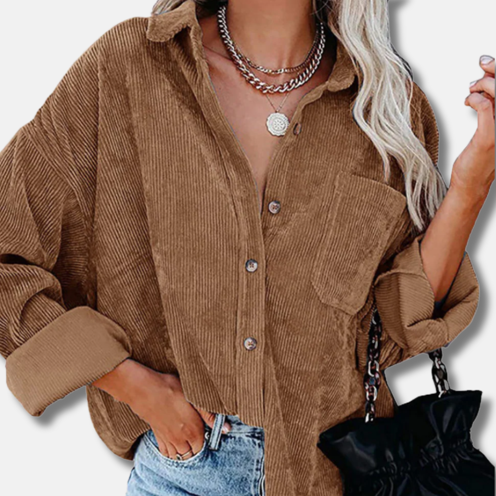 Oversized Fit Corduroy Button-Up Shirt