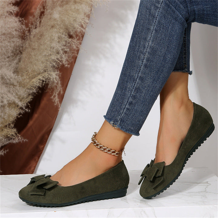 Women's Ballet Flats - Rounded Toe - Soft-Brushed Finish - Cushioned Insole Comfort
