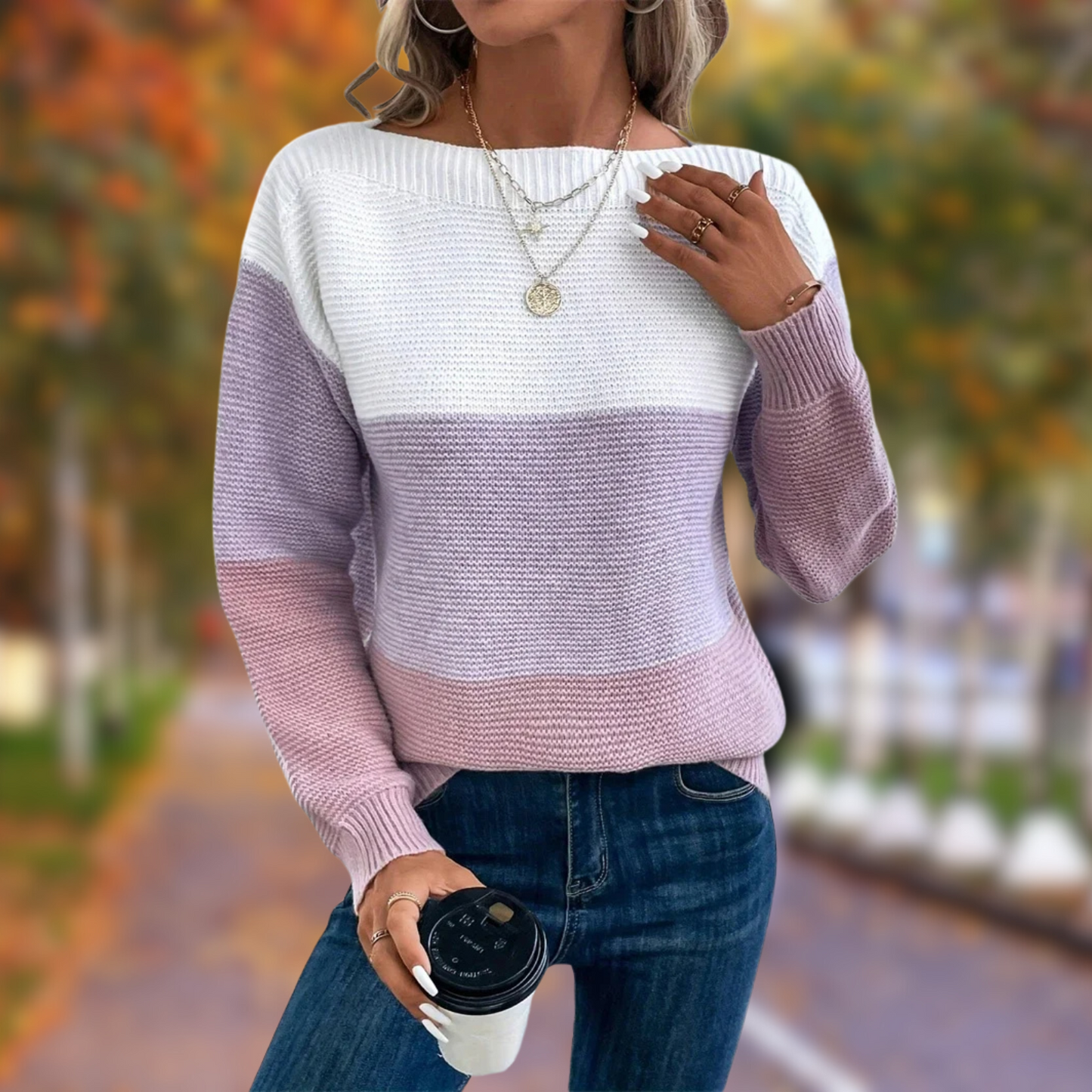 Women's colorblock fall sweater