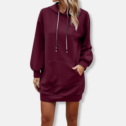 Quilted Diamond Oversized Hooded Mini Dress 