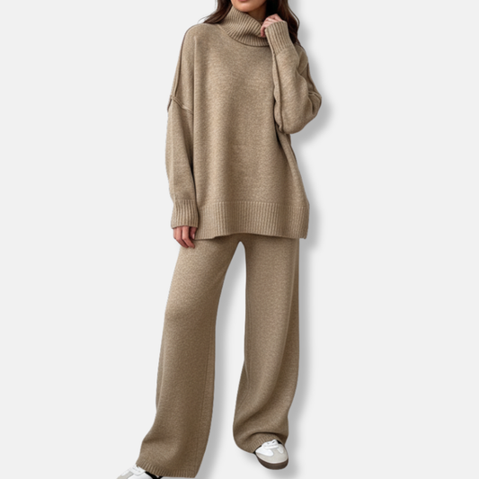Two-Piece Chunky Knit Oversized Wool Sweater Suit Set 