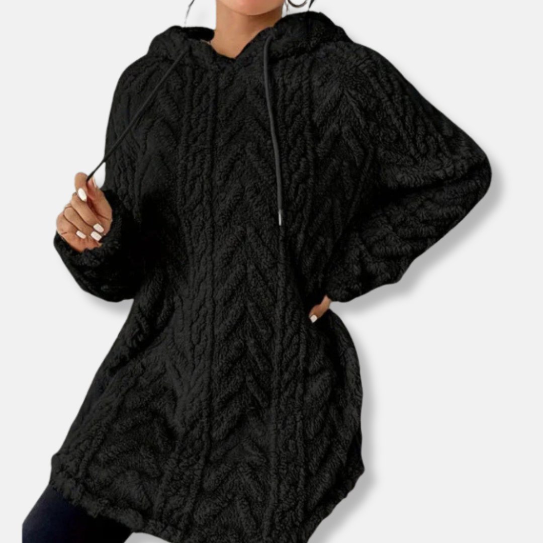 Women’s Hooded Sweatshirt - Knit - Chevron Texture - Relaxed Fit - Long Sleeve