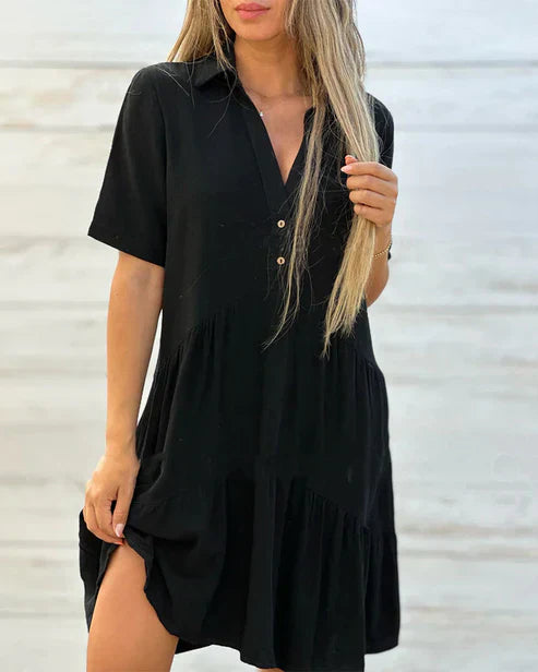 Tiered A-Line V-Neck Casual Dress