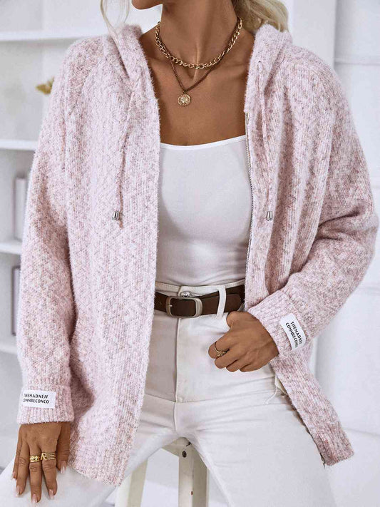 Knit Relaxed Fit Zip Closure Cardigan