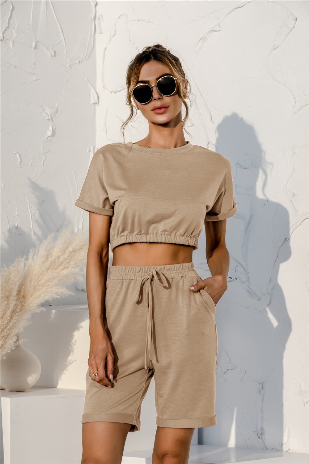 Halima - cropped top and shorts lounge set