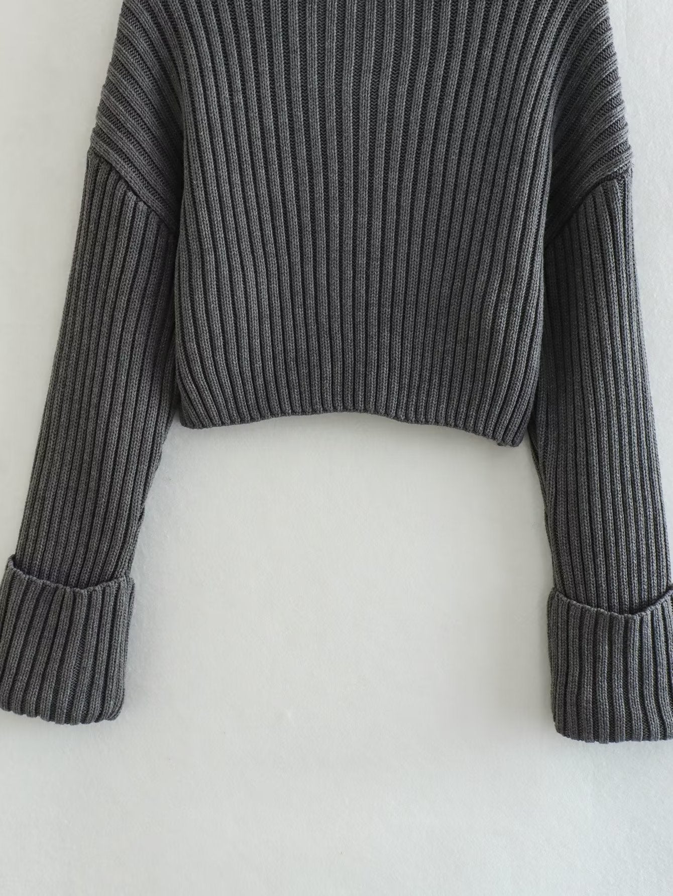Women's elegant cropped turtleneck sweater